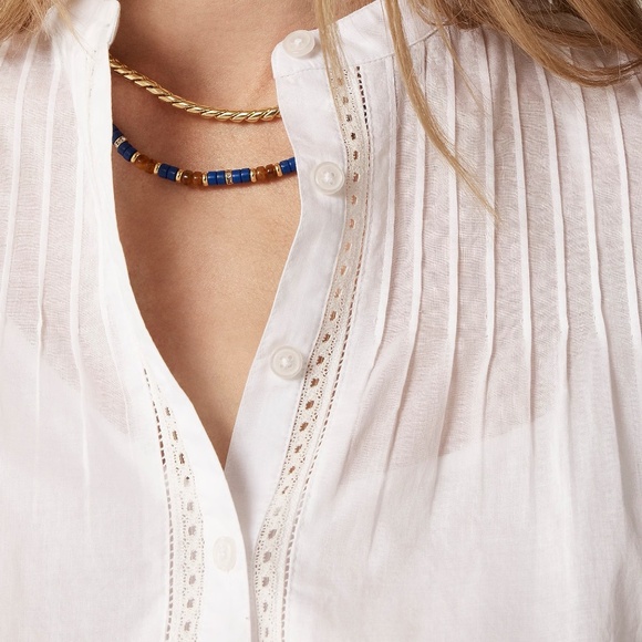 NWT!! J. CREW Pintuck Lace Trim Cotton Voile Solid White Top Blouse Preppy Small - Picture 6 of 16